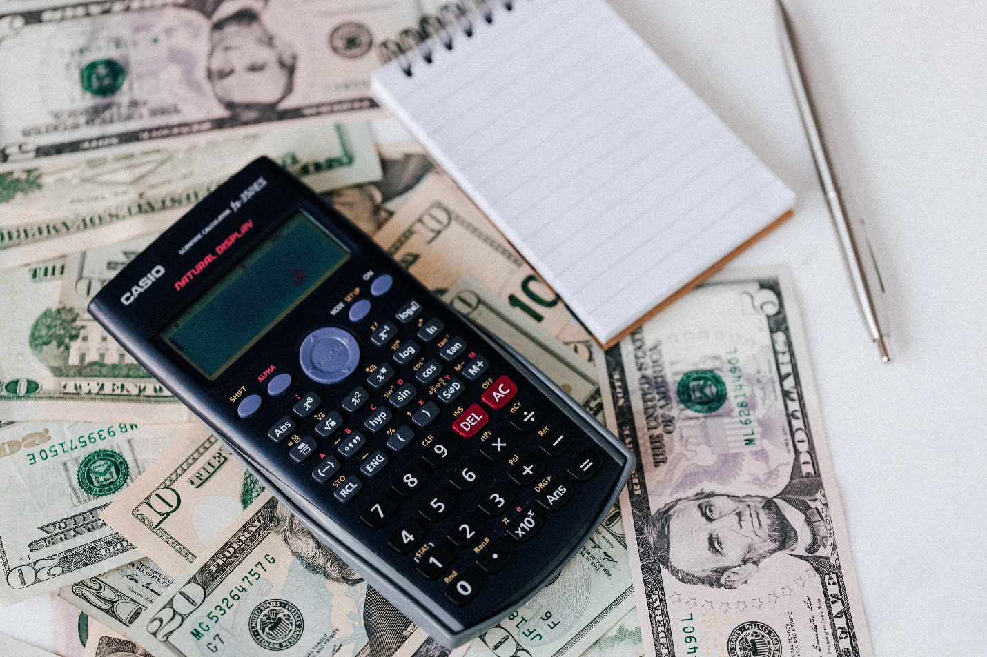 Calculator on Top of Cash